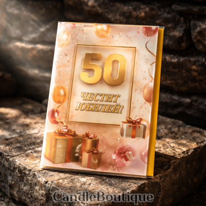 Юбилейна картичка 50 години - Златен блясък за специален ден!