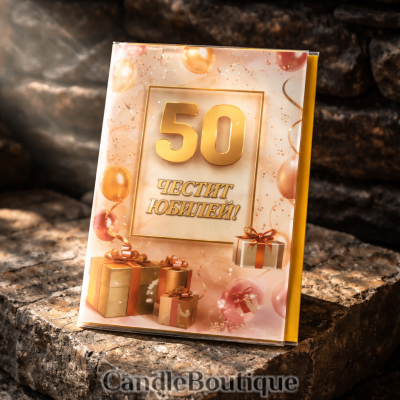 Юбилейна картичка 50 години - Златен блясък за специален ден!
